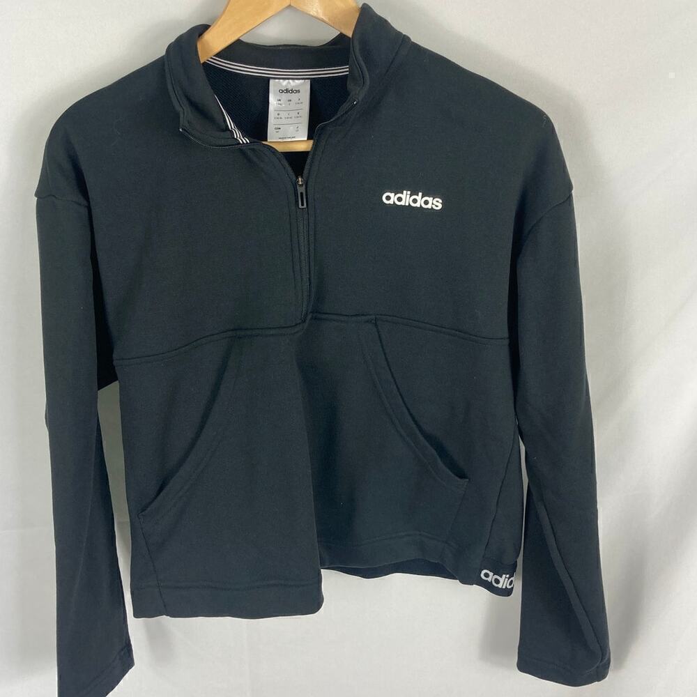 Adidas Black 1/4 Zip Pullover Sweatshirt Size Small
